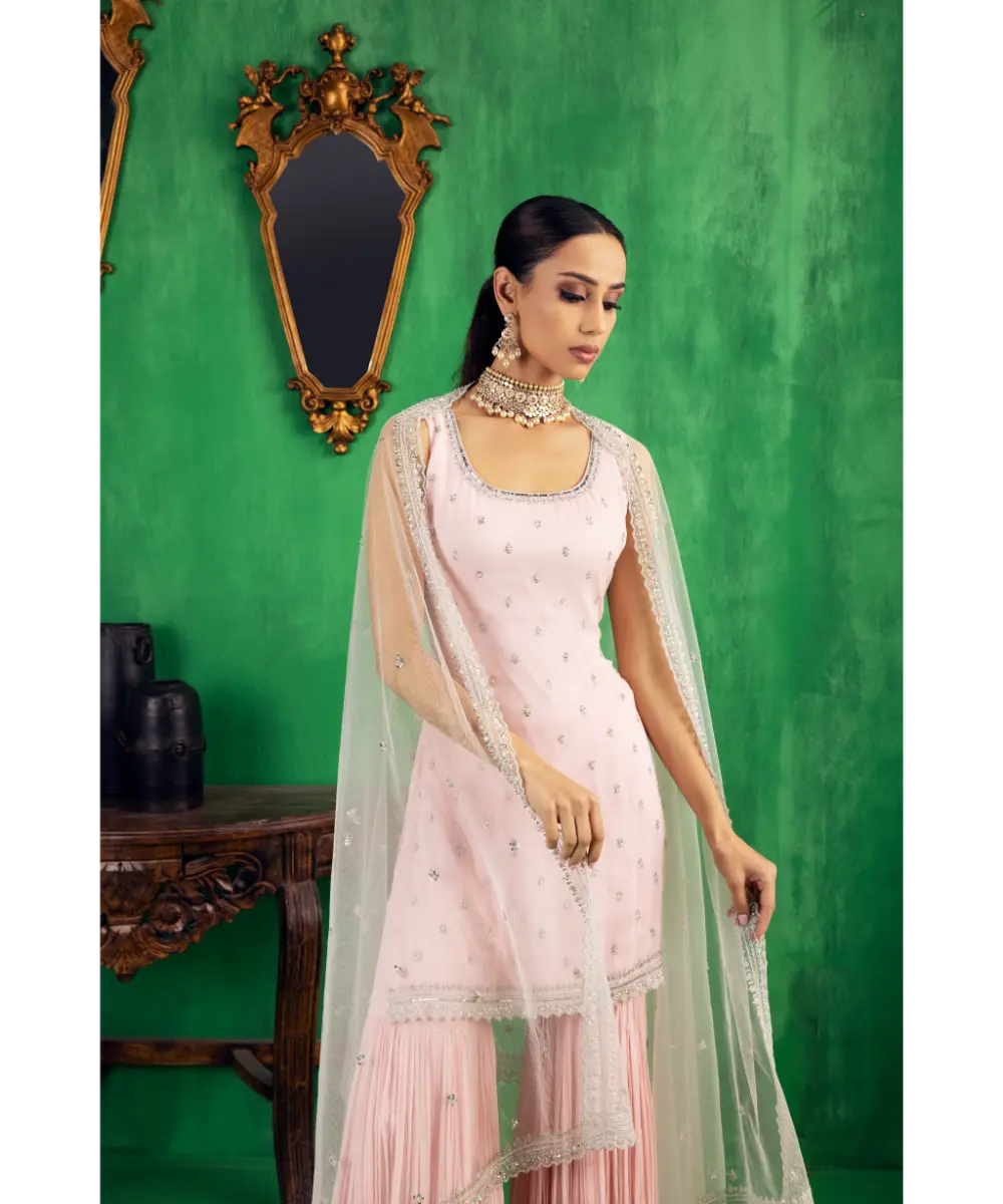 JIGAR MALI - Baby pink gharara set